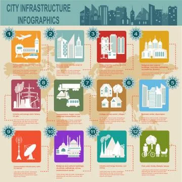 Set of elements infrastructure city, vector infographics Stock Illustration