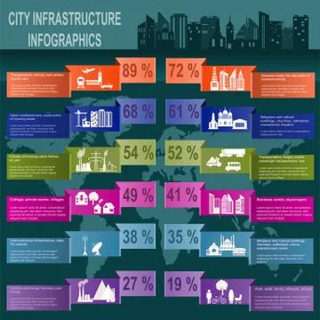 Set of elements infrastructure city, vector infographics Stock Illustration