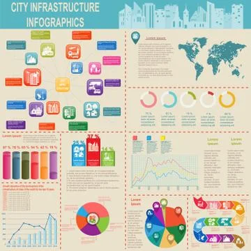 Set of elements infrastructure city, vector infographics Stock Illustration