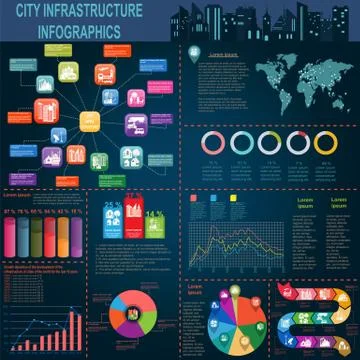 Set of elements infrastructure city, vector infographics Stock Illustration