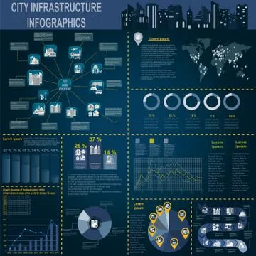 Set of elements infrastructure city, vector infographics Illustrazione stock