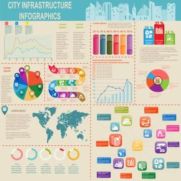 Set of elements infrastructure city, vector infographics Stock Illustration