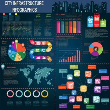 Set of elements infrastructure city, vector infographics Stock Illustration