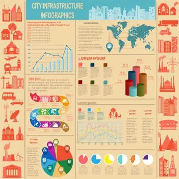 Set of elements infrastructure city, vector infographics Illustrazione stock