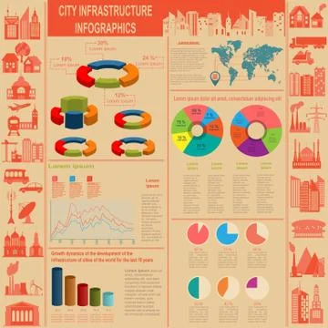 Set of elements infrastructure city, vector infographics Stock Illustration