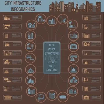 Set of elements infrastructure city, vector infographics Stock Illustration