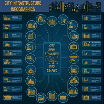 Set of elements infrastructure city, vector infographics Stock Illustration