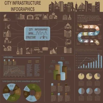Set of elements infrastructure city, vector infographics Stock Illustration