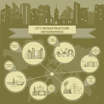 Set of elements infrastructure city, vector infographics 스톡 일러스트