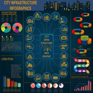 Set of elements infrastructure city, vector infographics. Illustration 스톡 일러스트