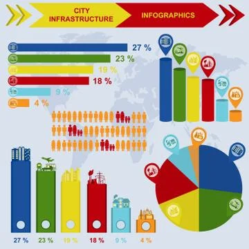 Set of elements infrastructure city, vector infographics 스톡 일러스트