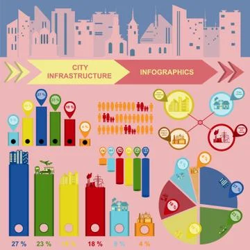 Set of elements infrastructure city, vector infographics 스톡 일러스트