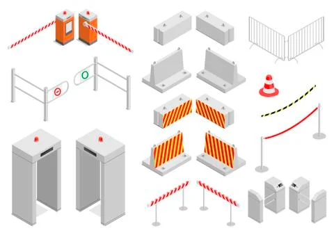Set of elements infrastructure security Stock Illustration