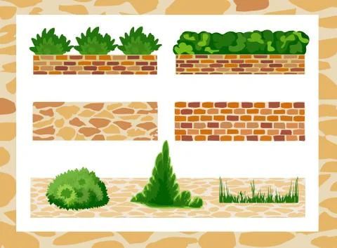 Set of elements for landscape design Stock Illustration