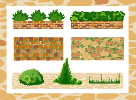Set of elements for landscape design Stock Illustration