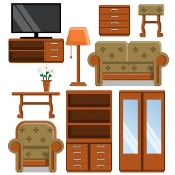 A set of elements of the living room. Stock Illustration