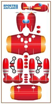 A set of elements for making a paper airplane. Stock Illustration