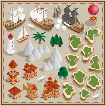 A set of elements on a marine theme. Stock Illustration