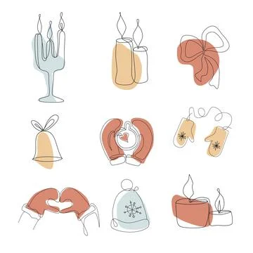 Set of elements for the New Year theme. Clipart, elements for the design of c Stock Illustration