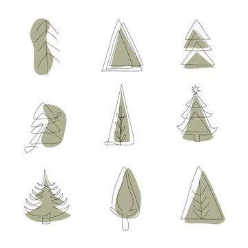 Set of elements for the New Year theme, Christmas trees. Clipart, elements fo Stock Illustration