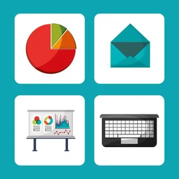 Set elements office work Illustrazione stock