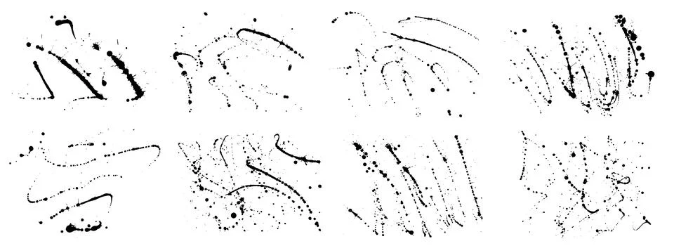 Set of elements of paint ink splatter.  Vector illustration Stock Illustration