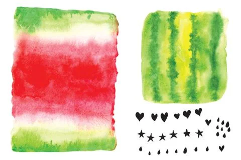 A set of elements painted in watercolor Stock Illustration