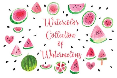 A set of elements painted in watercolor Stock Illustration