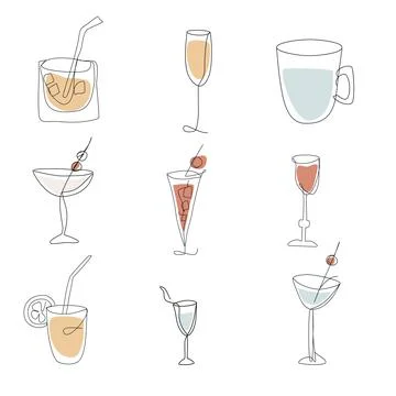 Set of elements Party, reception and alcoholic drinks. Clipart, elements for  Stock Illustration