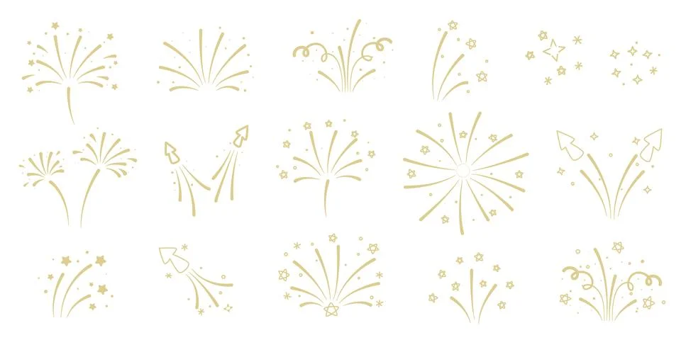 Set of elements - rays, starbursts, motion effects, fireworks Stock Illustration
