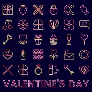 Set of elements with romantic symbols. Stock Illustration