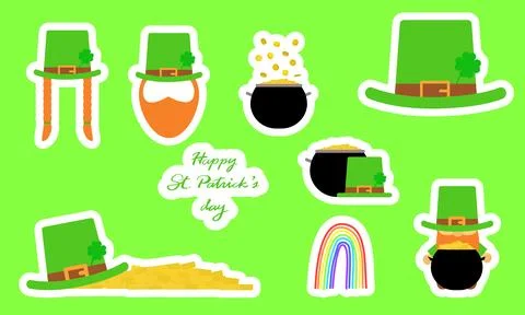 Set of elements for Saint Patrick's Day. Stock Illustration
