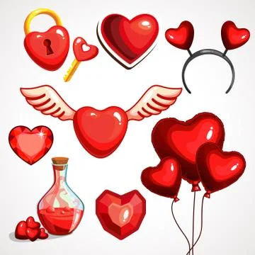 Set of elements for st. Valentine s day. Vector illustration 스톡 일러스트