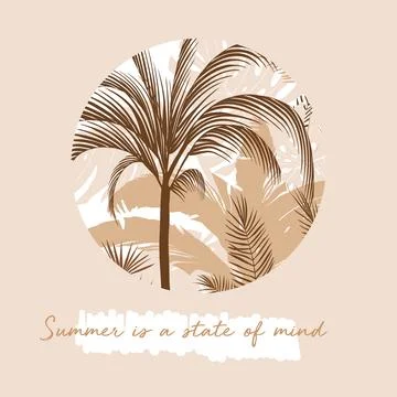 Set of elements such as a print of silhouettes of tropical leaves and a pattern Illustrazione stock