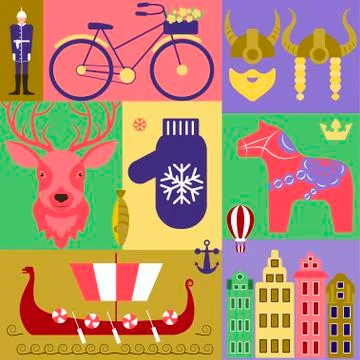 Set elements of Sweden Illustrazione stock