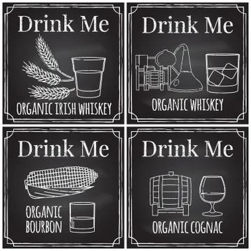 Set elements on the theme of the restaurant business.  Chalk drawing on a b.. Stock Illustration