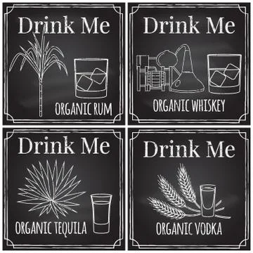 Set elements on the theme of the restaurant business.  Chalk drawing on a b.. Stock Illustration