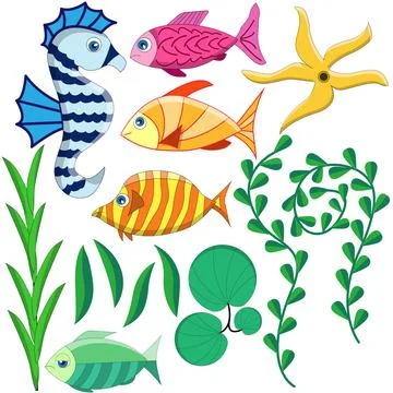 Set of elements of the underwater world. Stockillustratie