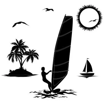 Set of elements, vacation in the tropics Stock Illustration