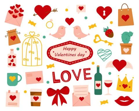 Set of elements for Valentine's Day Illustrazione stock
