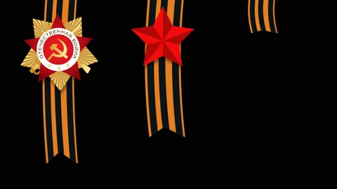 Set of elements to Victory Day. Template for decorate Greeting on 9 May. Loop 4K Stock Footage 88636904