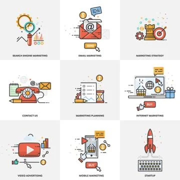 A set of elements for website design. Digital marketing. Vector illustration. Illustrazione stock