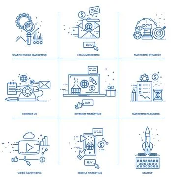 A set of elements for website design. Digital marketing. Vector illustration. 스톡 일러스트