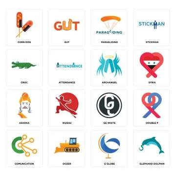 Set of elephand dolphin, g globe, comunication, ge white, ashoka, archangel,  Illustrazione stock gratuita