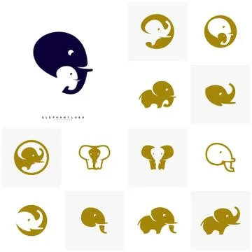 Set of Elephant Logo Design Vector Template - Vector Stock Illustration