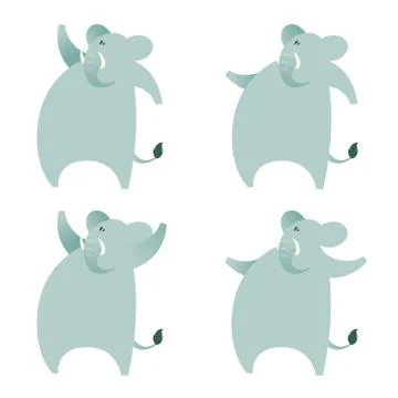 Set of elephants Stock Illustration