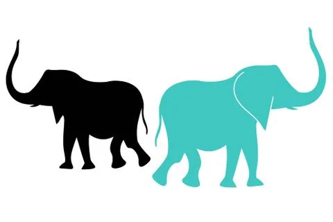 Set of elephants silhouettes. Template for background, banner, card, poster Stock Illustration