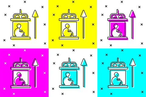 Set Elevator for disabled icon isolated on color background. Vector Stock Illustration