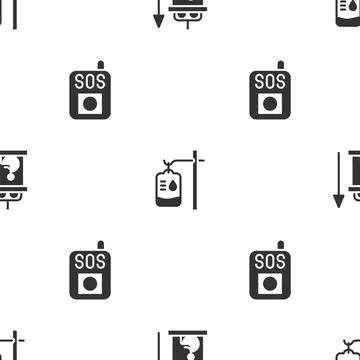 Set Elevator for disabled, IV bag and Press the SOS button on seamless patt.. 스톡 일러스트