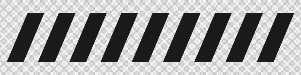 Set of Eleven Black Vertical Rectangular Bars Isolated on Transparent Background Illustrazione stock